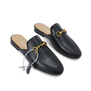 Urbane Genuine Leather Mules with Buckle by Nostalgia Fashion New York