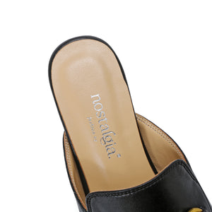 Urbane Genuine Leather Mules with Buckle by Nostalgia Fashion New York