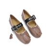 Elegance Genuine Lambskin Buckle Ballet Flats by Nostalgia Fashion New York