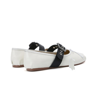 Elegance Genuine Lambskin Buckle Ballet Flats by Nostalgia Fashion New York