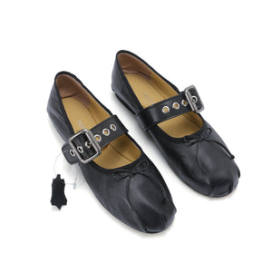 Elegance Genuine Lambskin Buckle Ballet Flats by Nostalgia Fashion New York