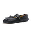 Elegance Genuine Lambskin Buckle Ballet Flats by Nostalgia Fashion New York