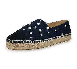 Valerie Suede Espadrille Slip-On with Pearls - Kaitlyn Pan Shoes