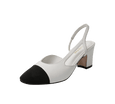 Two Tone Block Heel Slingback Sandals - Kaitlyn Pan Shoes