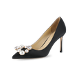 Pearl Buckle Satin Pumps - Kaitlyn Pan Shoes