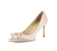 Pearl Buckle Satin Pumps - Kaitlyn Pan Shoes