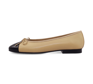 Lambskin Two Tone Bow Ballet Flats - Kaitlyn Pan Shoes