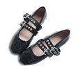 Rina Buckled Lace-up Ballet Flats - Kaitlyn Pan Shoes