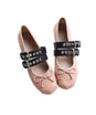 Rina Buckled Lace-up Ballet Flats - Kaitlyn Pan Shoes