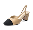 Two Tone Block Heel Slingback Sandals - Kaitlyn Pan Shoes