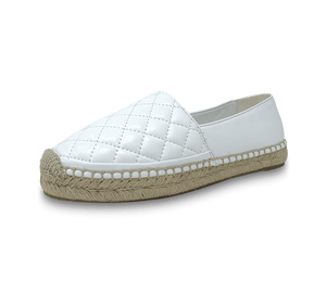 Quilted Leather Espadrille Slip-On Flats - Kaitlyn Pan Shoes