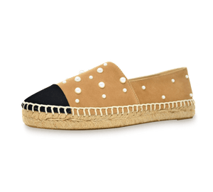 Valerie Suede Espadrille Slip-On with Pearls - Kaitlyn Pan Shoes