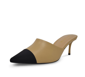 Debra Two Tone Kitten Heel Mules - Kaitlyn Pan Shoes