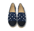 Valerie Suede Espadrille Slip-On with Pearls - Kaitlyn Pan Shoes